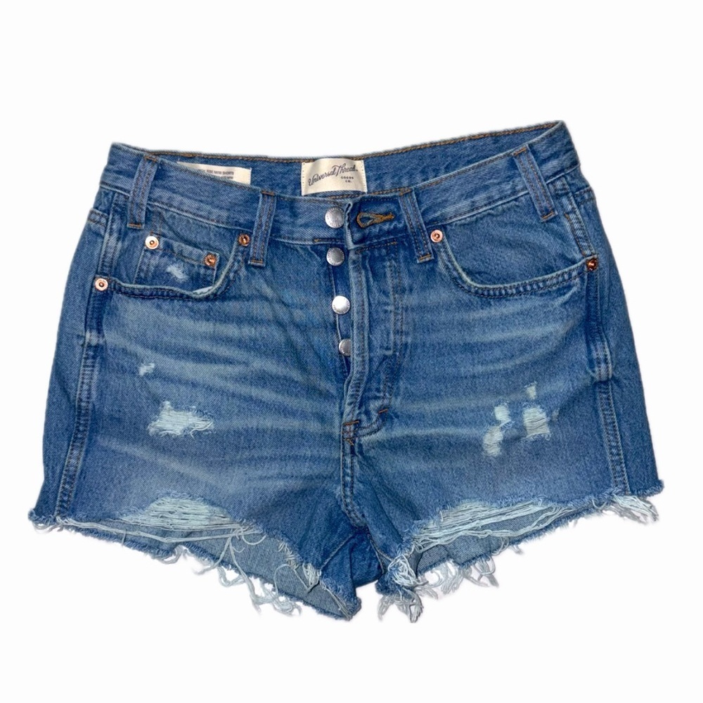 Universal Thread Blue Jean Shorts Distressed High-Rise Mini Shorts Size 6